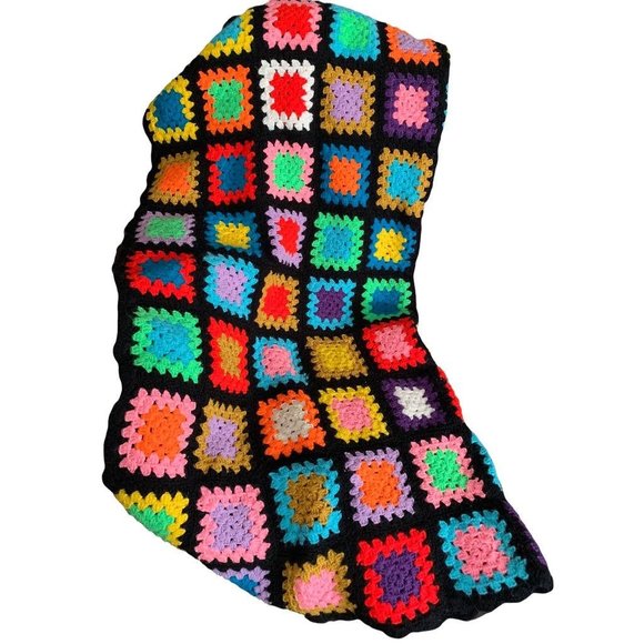 Vintage Handmade Granny Square Afghan Throw 54" Square - Picture 4 of 10